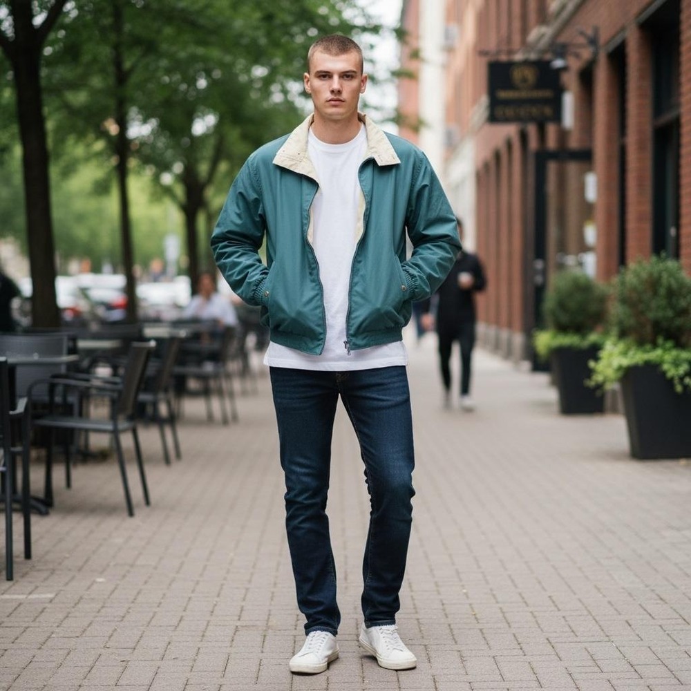 Vintage 90s Reebok Golf Jacket L Green Harrington Bomber Gorpcore Harrington